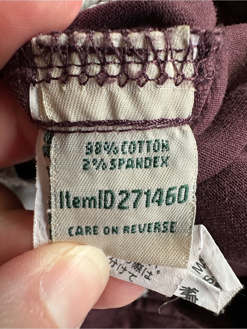 LL Bean Favorite Fit Roll Up Drawstring Cargo Pants in Plum Burgundy - Picture 9 of 10